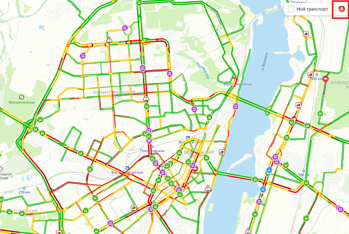 Пробки воронеж сейчас онлайн карта