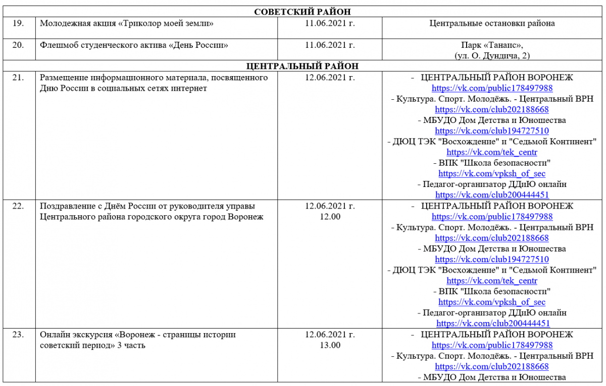 План 9 мая воронеж