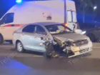Легковушку раскурочило из-за ДТП в центре Воронежа