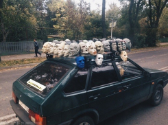 Воронежский водитель разукрасил свой автомобиль масками политиков и нечисти