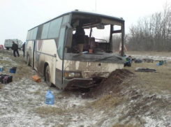 Пассажирский автобус и самосвал столкнулись на воронежской трассе 