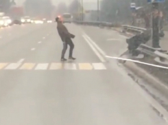 Странный переход дороги зафиксировала камера в Воронеже 