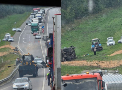 Серьезная авария заблокировала половину дороги на Курской трассе под Воронежем