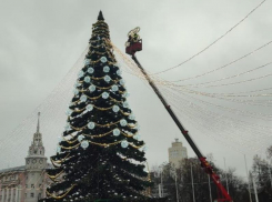 Вензель Петра I сняли с главной елки Воронежа 