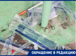 Следы наркоманских посиделок сфотографировали в воронежском подъезде
