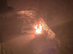Горящие автомобили попали на видео ночью в Воронеже