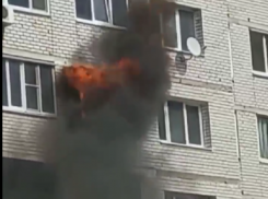 Устрашающее пламя сняли во время пожара в 17-этажном доме в Воронеже 