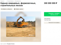 Карьер кварцевых песков выставили на Avito за 300 миллионов рублей в Воронеже 