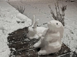 Символ Нового года из снега появился в Воронеже