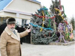 Под Воронежем пенсионер каждый год наряжает елку возле своего дома