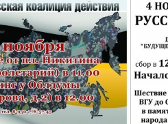 4 ноября в Воронеже: Русский Марш пройдет в двух местах