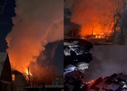 Жуткий пожар попал на видео в Воронеже