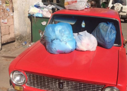 Воронежцы обкидали неправильно припаркованный автомобиль мусором 