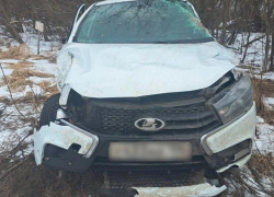 Lada Vesta вылетела в кювет и перевернулась в Воронежской области – пострадали два человека