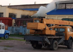 Пожар в вагонном депо показали в Воронежской области 