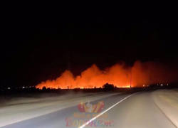 Мощный пожар на окраине воронежского села сняли на фото