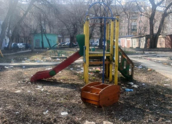 «Полно крыс, дворников нет»: детская площадка утопает в мусоре в центре Воронежа