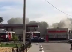Пожар на заправке попал на видео в Воронеже