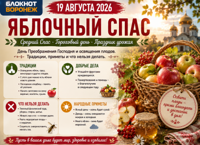 Яблочный Спас-2026 в Воронеже: традиции, приметы и что нельзя делать 19 августа