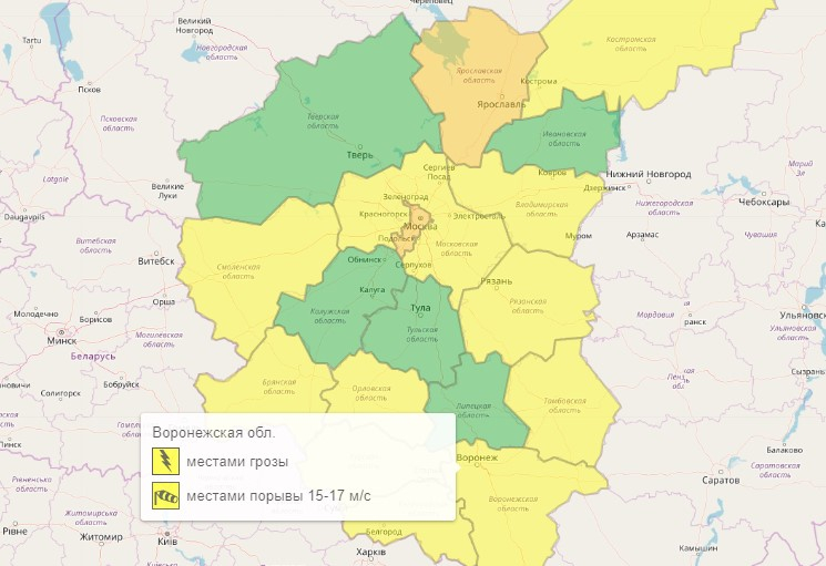 Жёлтый уровень опасности сдаёт позиции в Воронежской области