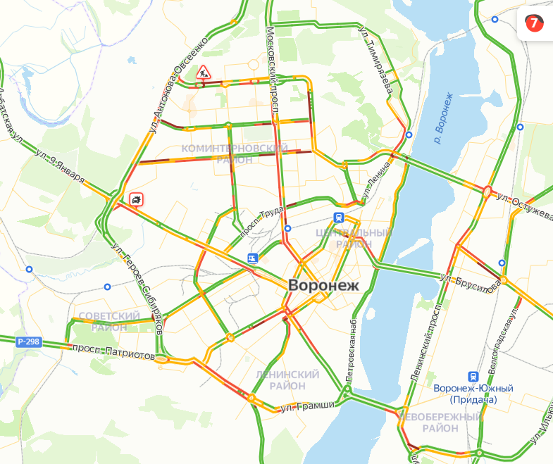 Воронеж пробки сейчас онлайн карта смотреть