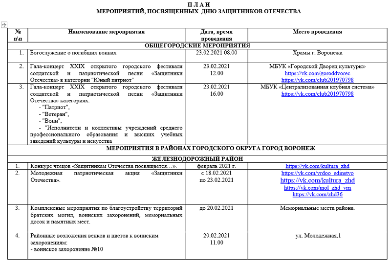 План мероприятий в орше на 9 мая