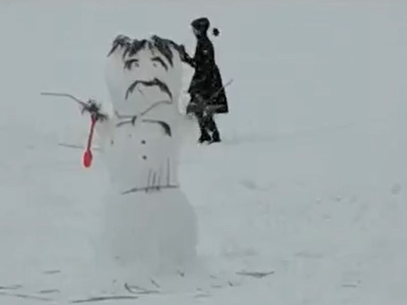 Лепка 20 разных снеговиков попала на видео на Воронежском водохранилище
