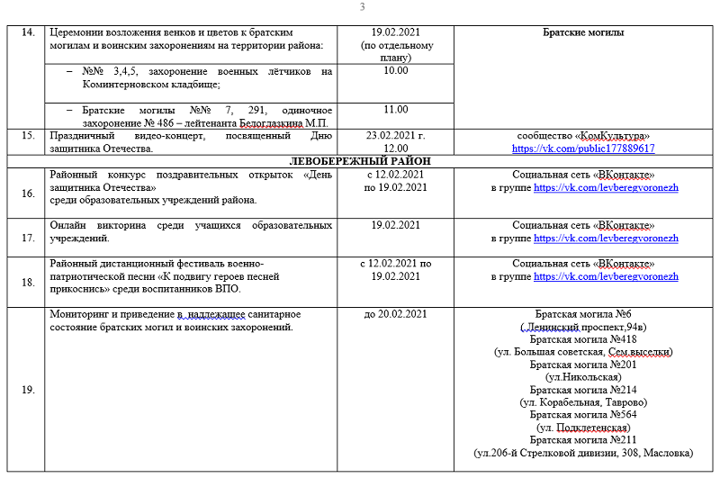 План 9 мая воронеж