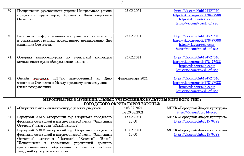 План проведения 9 мая в воронеже