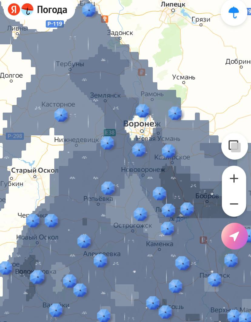 Карта осадков нововоронеж сегодня