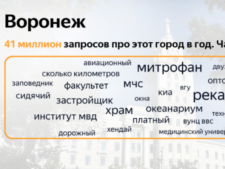 Стало известно, что чаще всего про Воронеж ищут в Яндексе