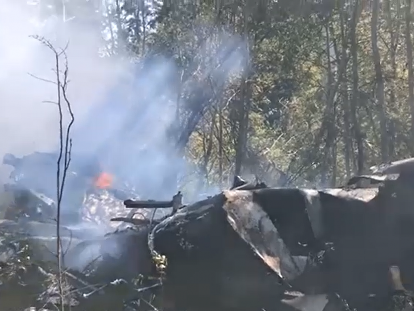 Самолет сгорел дотла: опубликовано видео с места крушения Ил-112В