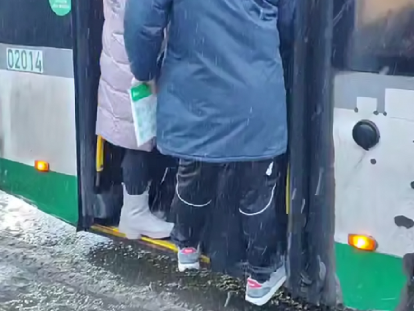 Стоит на порожке, свисает немножко: транспортный коллапс наглядно показали в Воронеже 