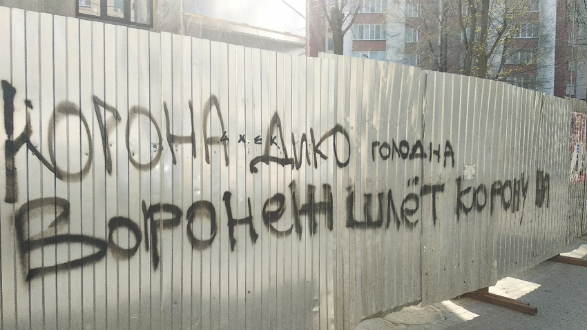 Юмористическая надпись против коронавируса появилась на заборе в Воронеже