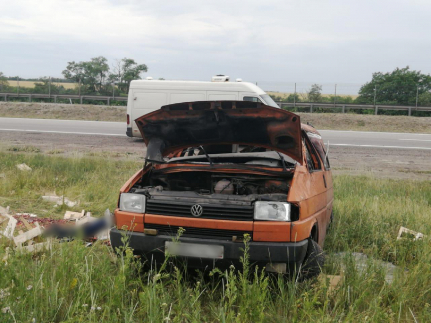 Опрокидывание грузовика с черешней привело к смерти водителя на воронежской трассе