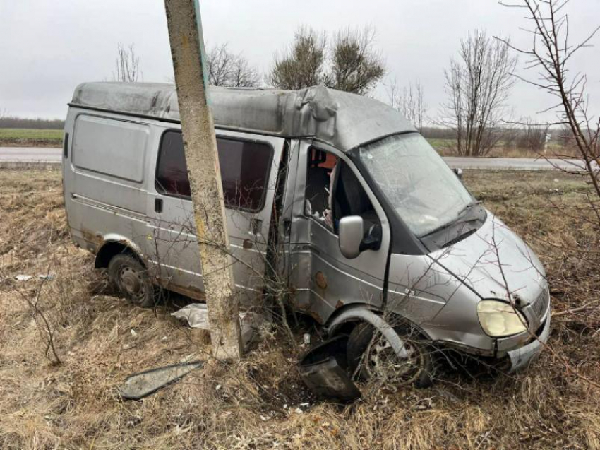 Микроавтобус улетел в кювет на воронежской дороге