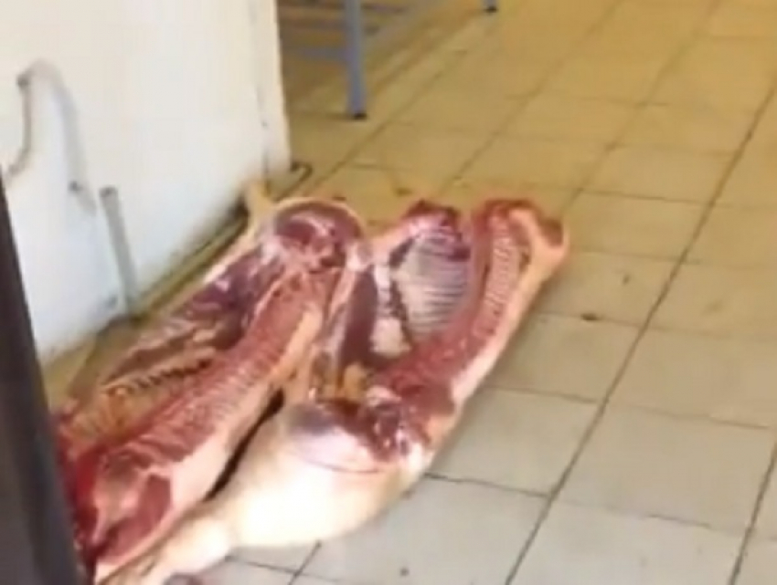 Чудовищные условия хранения мяса на рынке в Воронеже сняли на видео
