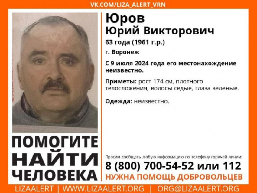 63-летний мужчина без вести пропал в Воронеже