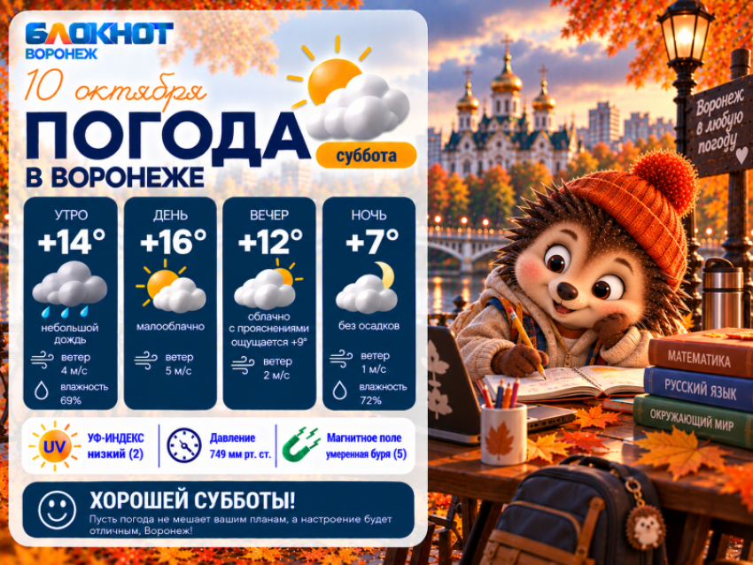 Отличное время для осенних прогулок: прогноз погоды в Воронеже