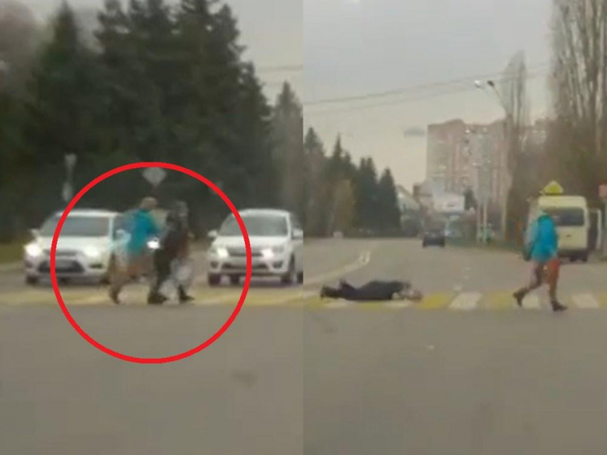 Женщина упала на пешеходном переходе после жёсткого толчка в спину в Воронеже