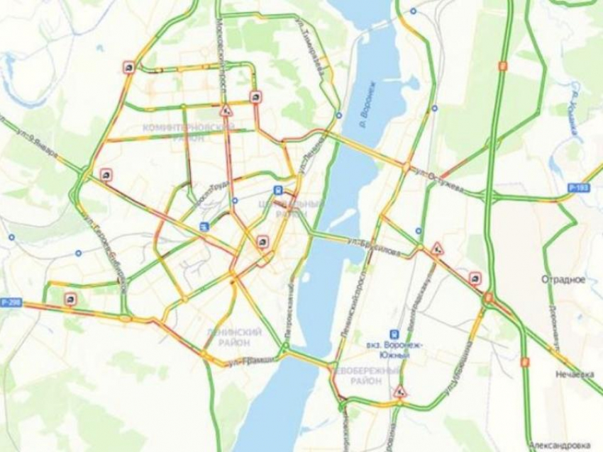 Воронеж вновь сковали восьмибалльные пробки