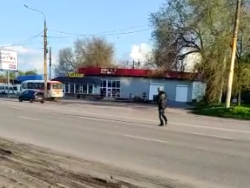 Эксцентричную прогулку пешехода сняли на воронежском Машмете  