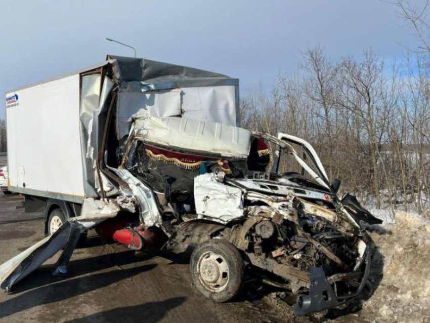 Полицейские показали фото с места ДТП с двумя грузовиками на воронежской трассе 