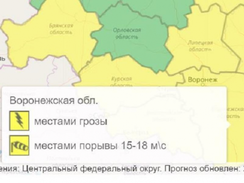 Опасную погоду спрогнозировали в Воронежской области