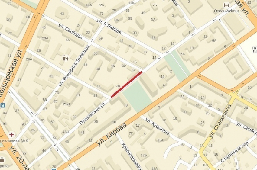 В Воронеже на 18 дней перекроют улицу Пушкинская