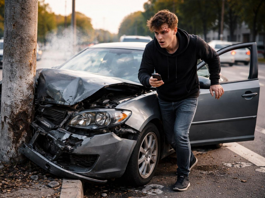 Воронежец хотел эффектно подкатить к девушке, но влетел в столб 