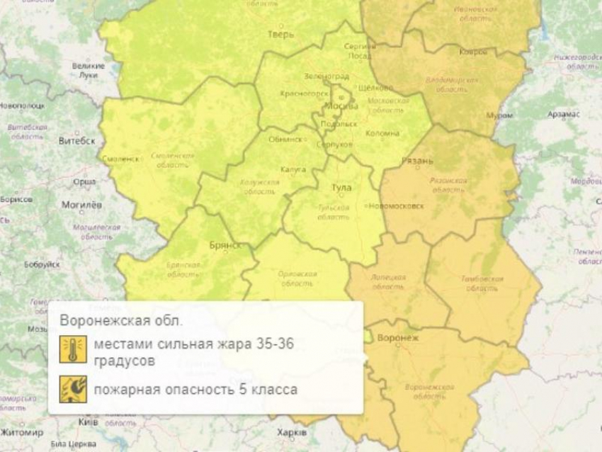 Оранжевый уровень опасности объявили из-за погоды в Воронеже и области