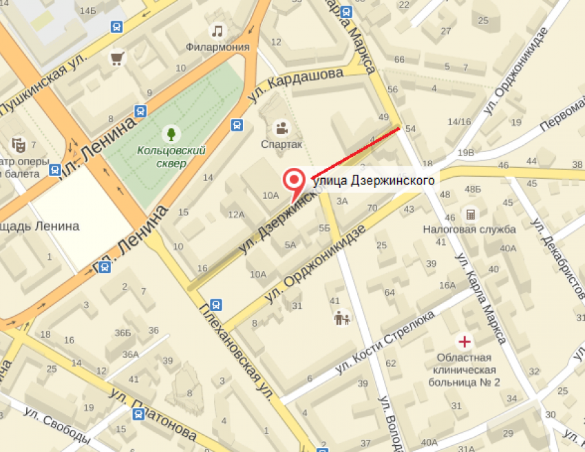 В Воронеже перекроют улицу Дзержинского на неделю 