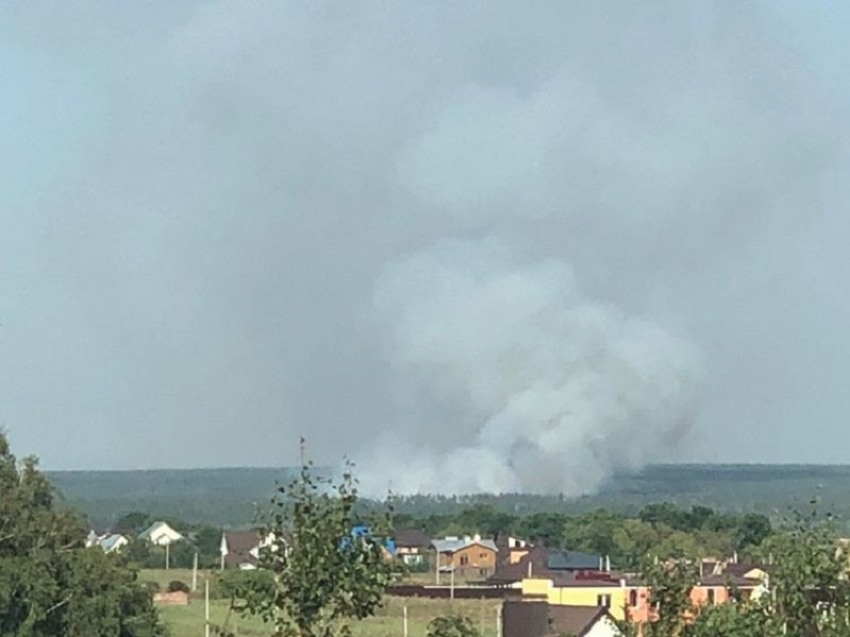 Огромный столб дыма заметили в небе под Воронежем