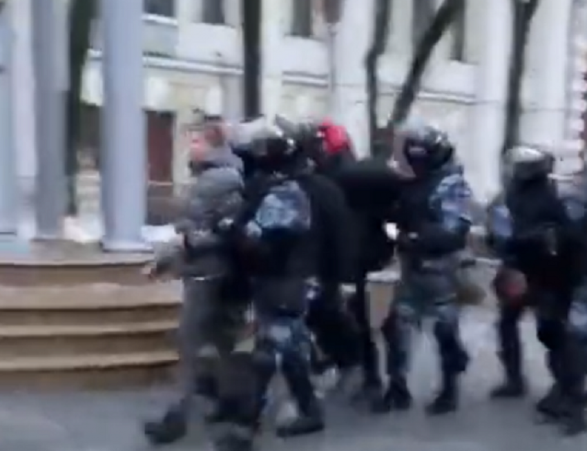 Опубликовано видео задержания участников несанкционированной акции протеста в Воронеже